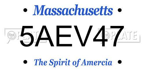 5AEV47 Massachusetts License Plate