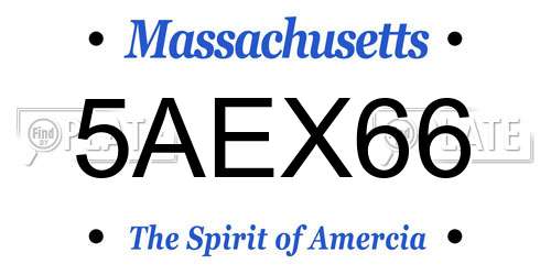 5AEX66 Massachusetts License Plate