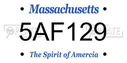 5AF129 Massachusetts License Plate
