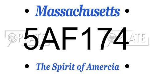 5AF174 Massachusetts License Plate