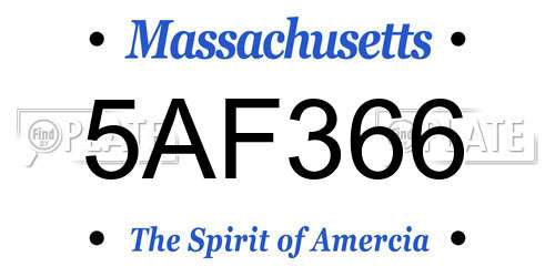 5AF366 Massachusetts License Plate