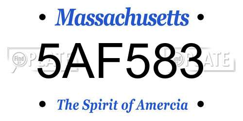 5AF583 Massachusetts License Plate
