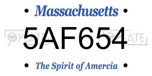 5AF654 Massachusetts License Plate