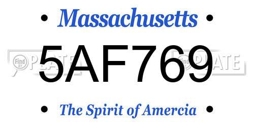 5AF769 Massachusetts License Plate