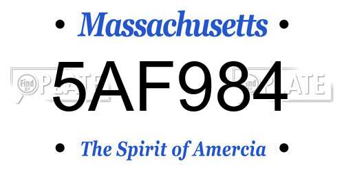 5AF984 Massachusetts License Plate