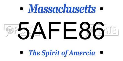 5AFE86 Massachusetts License Plate