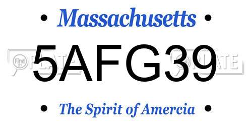 5AFG39 Massachusetts License Plate
