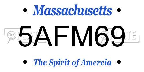 5AFM69 Massachusetts License Plate