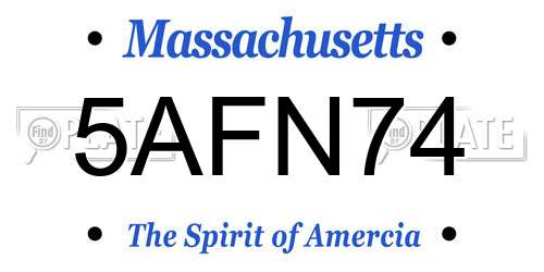 5AFN74 Massachusetts License Plate