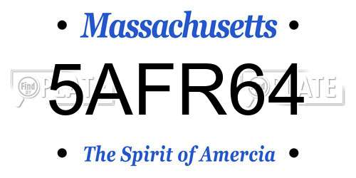 5AFR64 Massachusetts License Plate