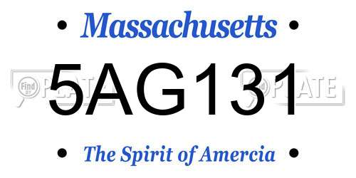 5AG131 Massachusetts License Plate