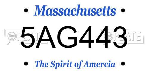5AG443 Massachusetts License Plate