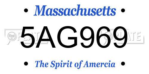 5AG969 Massachusetts License Plate