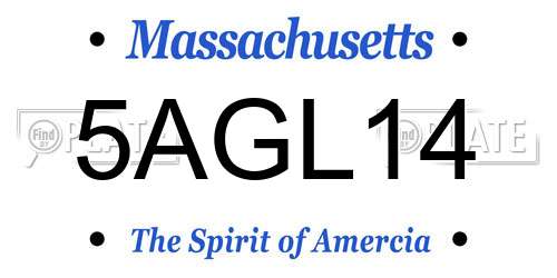 5AGL14 Massachusetts License Plate