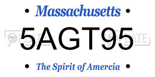5AGT95 Massachusetts License Plate