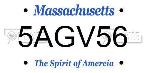 5AGV56 Massachusetts License Plate