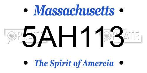5AH113 Massachusetts License Plate