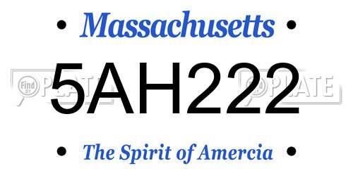 5AH222 Massachusetts License Plate