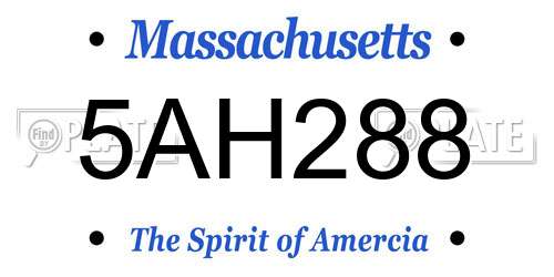 5AH288 Massachusetts License Plate