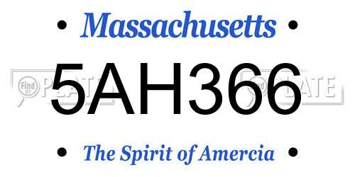 5AH366 Massachusetts License Plate