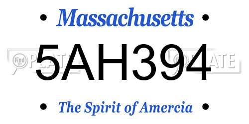 5AH394 Massachusetts License Plate