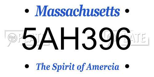 5AH396 Massachusetts License Plate