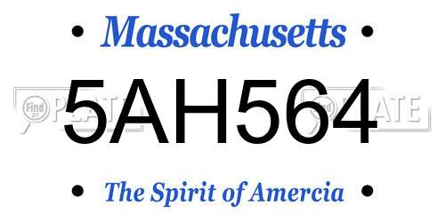 5AH564 Massachusetts License Plate