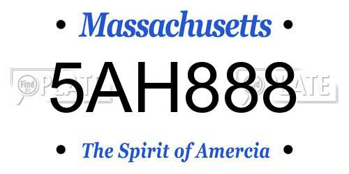 5AH888 Massachusetts License Plate