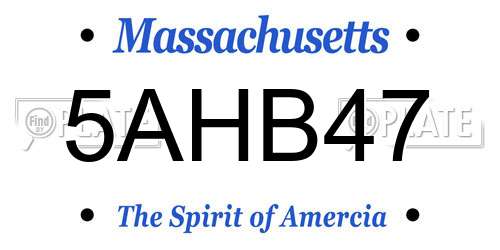 5AHB47 Massachusetts License Plate