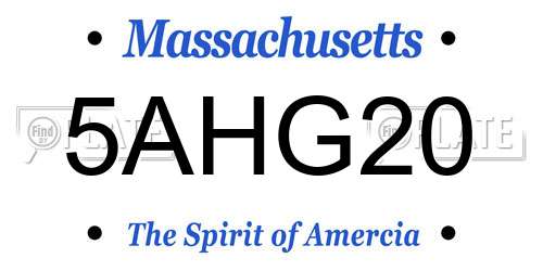 5AHG20 Massachusetts License Plate