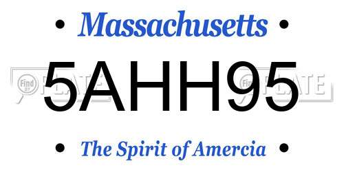 5AHH95 Massachusetts License Plate