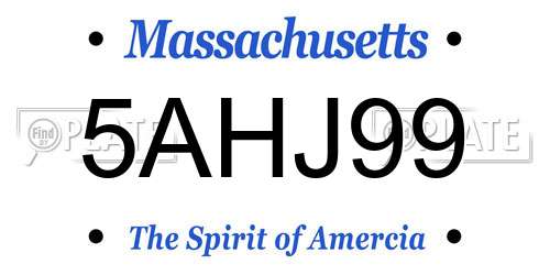 5AHJ99 Massachusetts License Plate