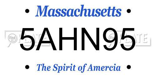 5AHN95 Massachusetts License Plate