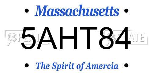 5AHT84 Massachusetts License Plate