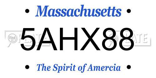 5AHX88 Massachusetts License Plate