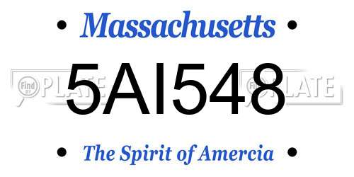 5AI548 Massachusetts License Plate