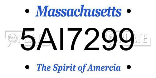5AI7299 Massachusetts License Plate
