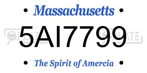 5AI7799 Massachusetts License Plate