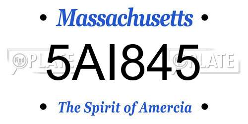 5AI845 Massachusetts License Plate