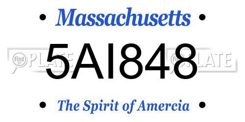 5AI848 Massachusetts License Plate
