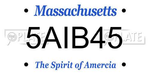 5AIB45 Massachusetts License Plate