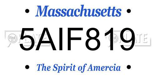5AIF819 Massachusetts License Plate