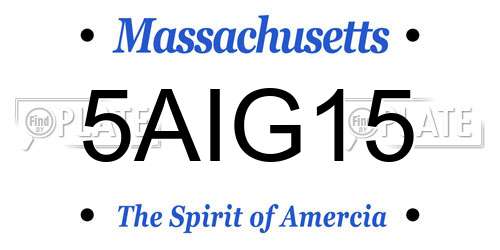 5AIG15 Massachusetts License Plate