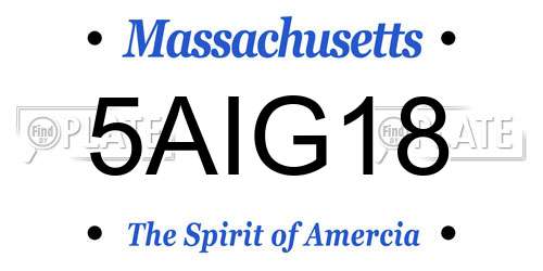 5AIG18 Massachusetts License Plate