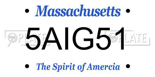 5AIG51 Massachusetts License Plate