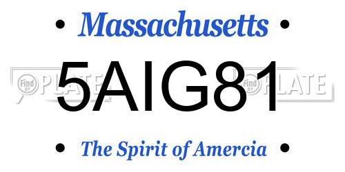 5AIG81 Massachusetts License Plate