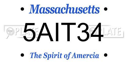 5AIT34 Massachusetts License Plate