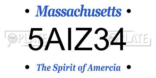 5AIZ34 Massachusetts License Plate