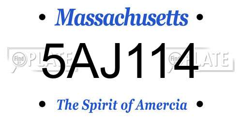 5AJ114 Massachusetts License Plate