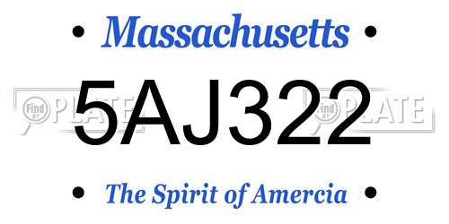 5AJ322 Massachusetts License Plate